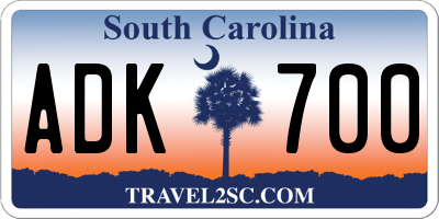 SC license plate ADK700