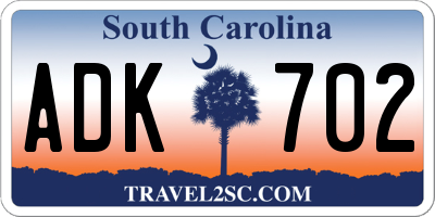 SC license plate ADK702