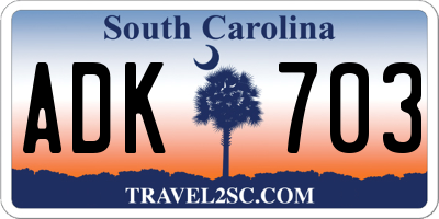 SC license plate ADK703