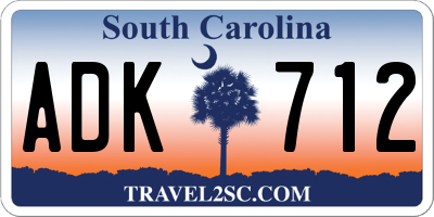 SC license plate ADK712