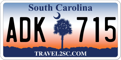 SC license plate ADK715