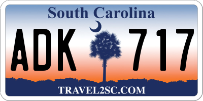 SC license plate ADK717