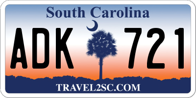 SC license plate ADK721