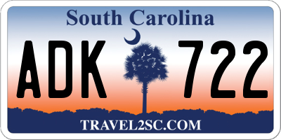 SC license plate ADK722