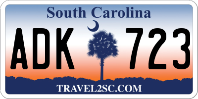 SC license plate ADK723