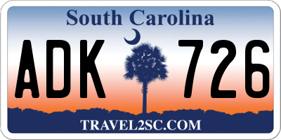 SC license plate ADK726