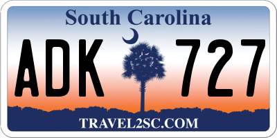 SC license plate ADK727