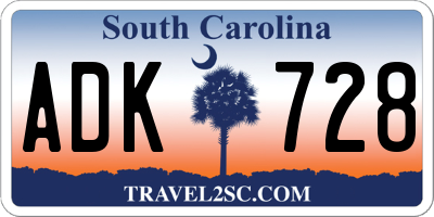 SC license plate ADK728