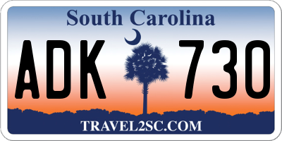 SC license plate ADK730