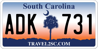 SC license plate ADK731