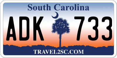 SC license plate ADK733