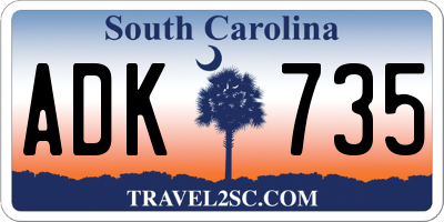 SC license plate ADK735