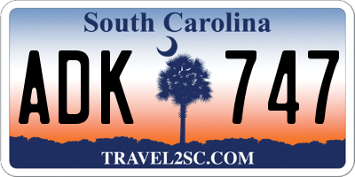 SC license plate ADK747