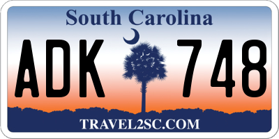 SC license plate ADK748