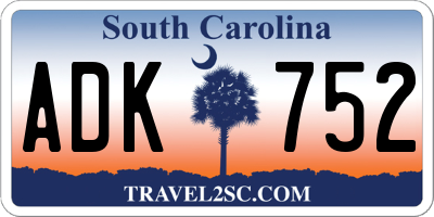 SC license plate ADK752