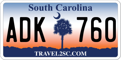 SC license plate ADK760