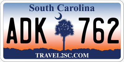 SC license plate ADK762