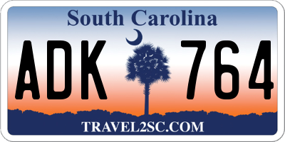 SC license plate ADK764