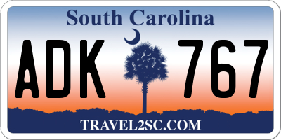 SC license plate ADK767