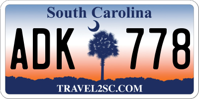 SC license plate ADK778