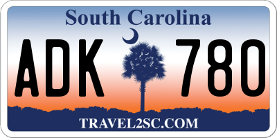 SC license plate ADK780