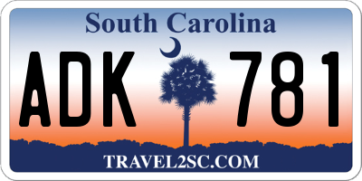 SC license plate ADK781