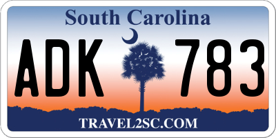 SC license plate ADK783