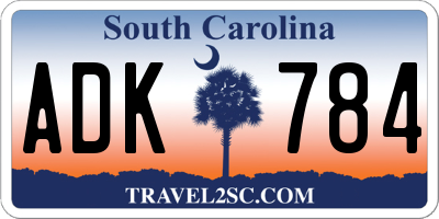 SC license plate ADK784