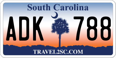 SC license plate ADK788