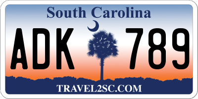 SC license plate ADK789