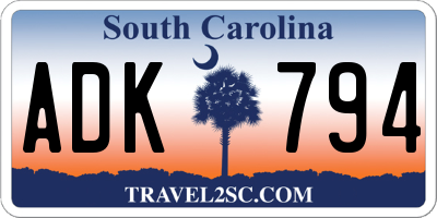 SC license plate ADK794