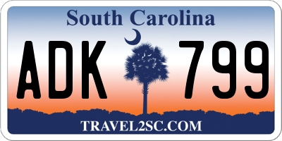 SC license plate ADK799