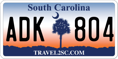 SC license plate ADK804