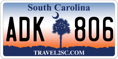 SC license plate ADK806