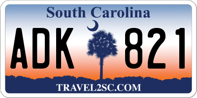 SC license plate ADK821