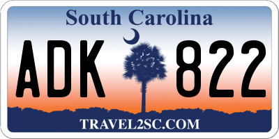 SC license plate ADK822
