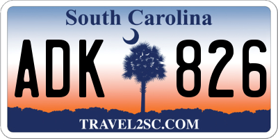 SC license plate ADK826