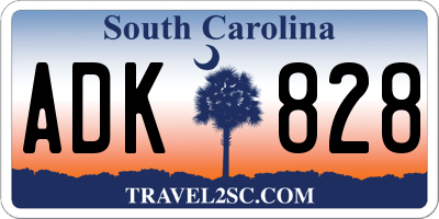 SC license plate ADK828