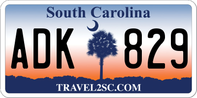 SC license plate ADK829