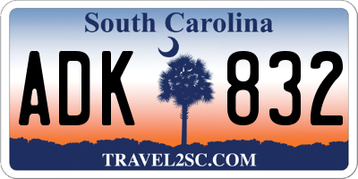 SC license plate ADK832