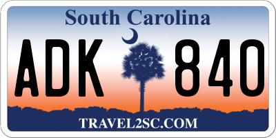 SC license plate ADK840