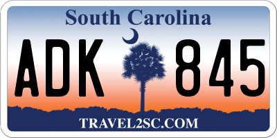 SC license plate ADK845