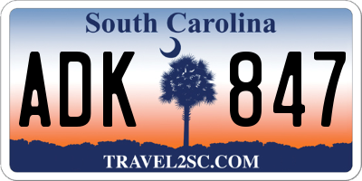 SC license plate ADK847