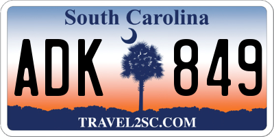 SC license plate ADK849