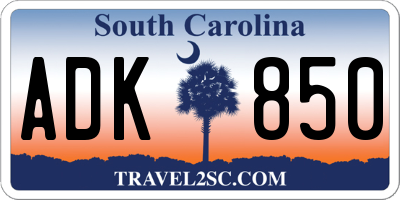 SC license plate ADK850