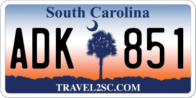 SC license plate ADK851