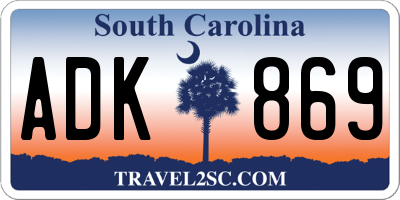 SC license plate ADK869