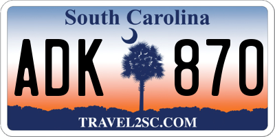 SC license plate ADK870