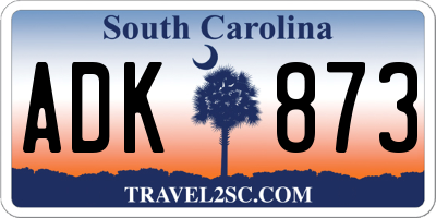 SC license plate ADK873