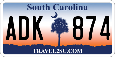 SC license plate ADK874